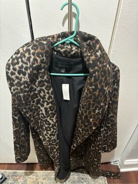 Ann Taylor Leopard Print Belted Trench Coat - Brown, Black, Cream